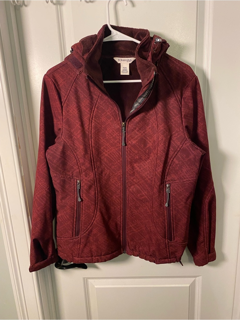 St. John's Bay Women's Burgundy Hooded Utility Jacket